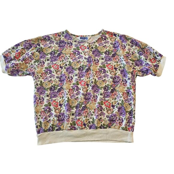 Cape Cod Sportswear Vintage 1980s Floral Print Womens Short Sleeves Top … - Picture 5 of 12